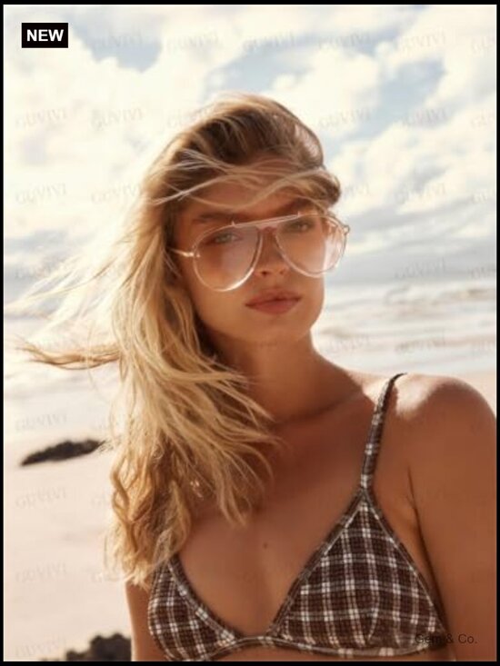 Oversized Aviator Sunglasses Retro Gold Metal Square Shield main image 4